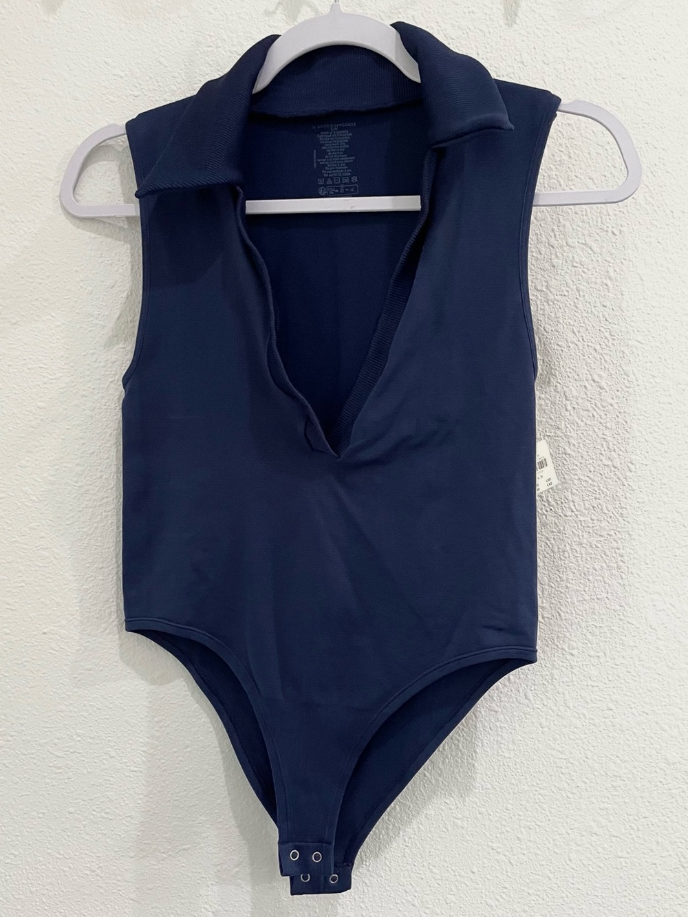 NWT Anthropologie Navy Sleeveless Polo Bodysuit Sporty Athleisure Preppy